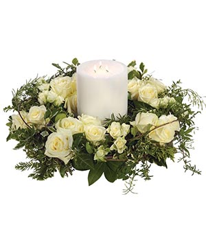 White Rose Wreath and Candle